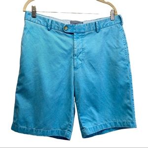 Peter Millar men's shorts 34 chino Sunwashed blue 9.5 inch Pima cotton preppy